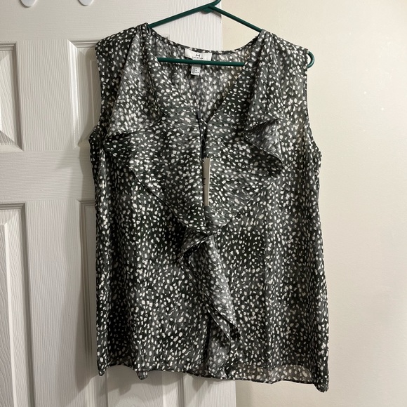 H Halston Sleeveless Blouse with Ruffle Front Detail - Picture 2 of 6